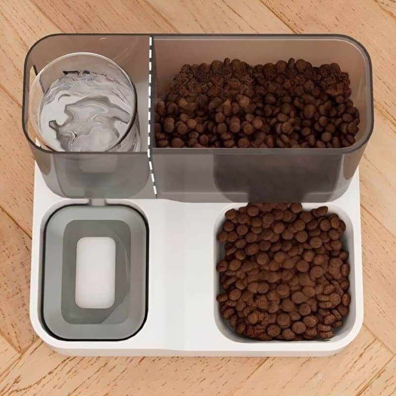 Distributeur automatique pour chat 2 en 1 avec mangeoire et abreuvoir