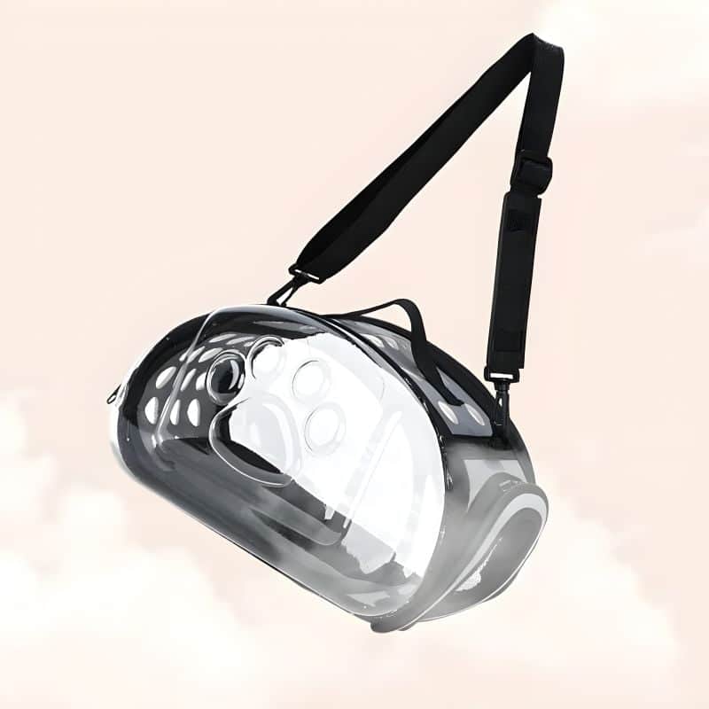 panier de transport pour chat de couleur grise