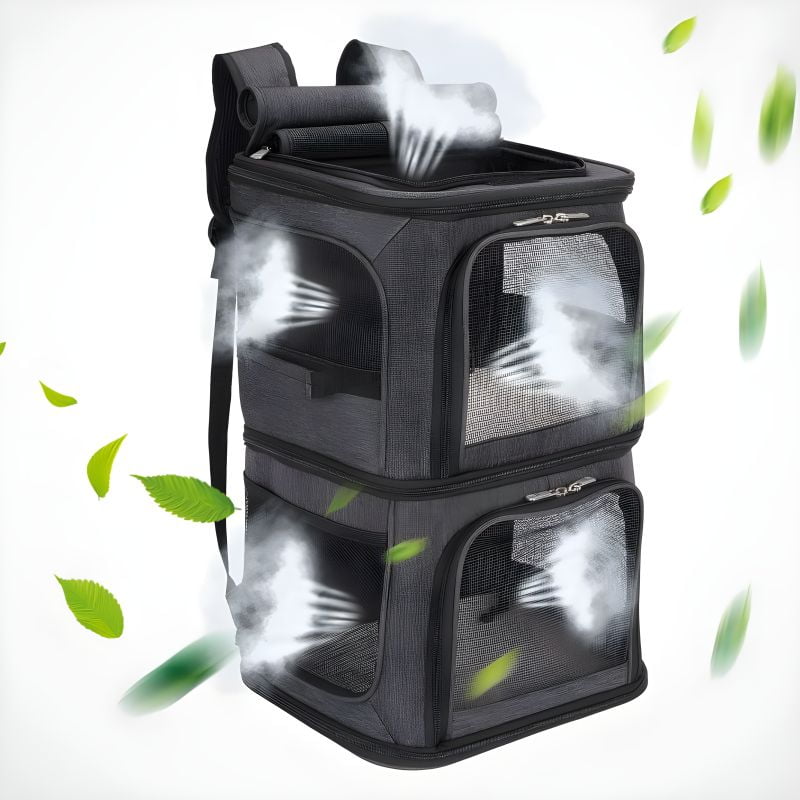 sac de transport pour 2 chats bien aéré pour le confort des chats