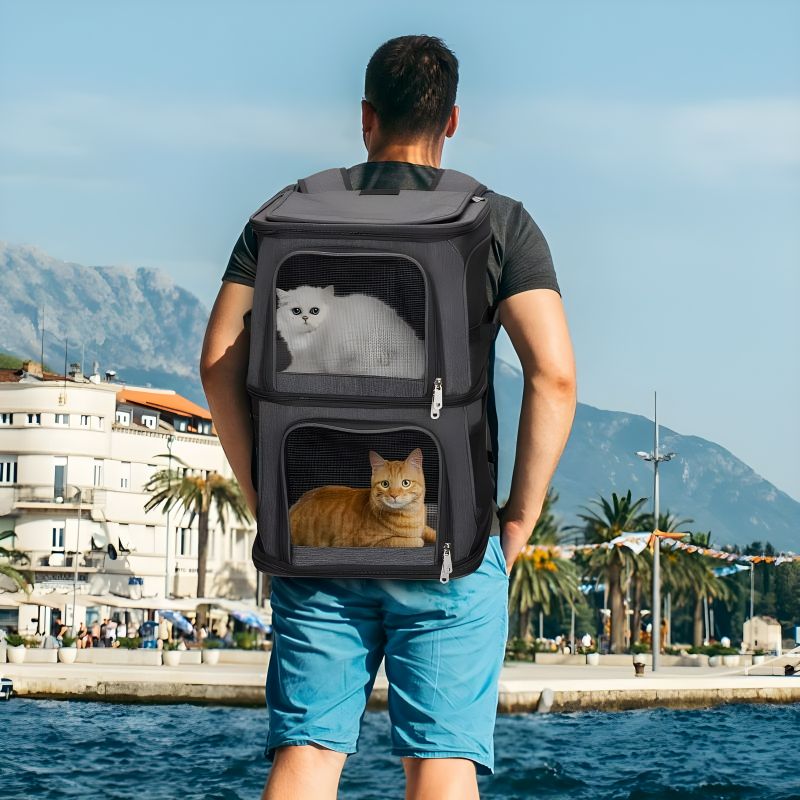 sac de transport pour 2 chats idéal pour transporter confortablement deux chats