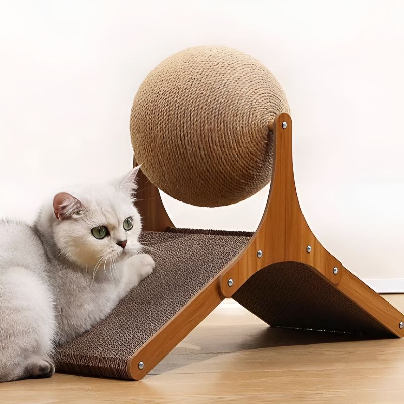 Griffoir Pour Chat En Bois Et Sisal - 50x33x16 Cm - Avec Hamac Et Zone Détente - Pour Griffoir, Jeu, Sieste