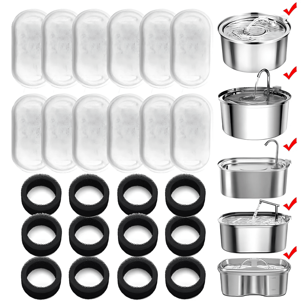 Filtre pour fontaine en inox quantité et compatibilité